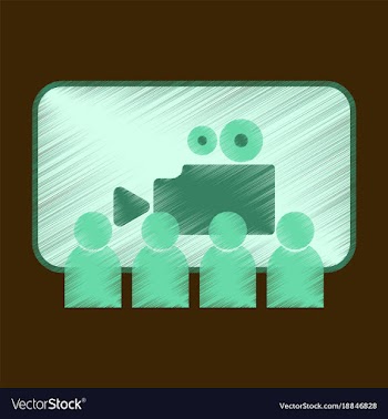 Flat icon in shading style people in cinema vector image