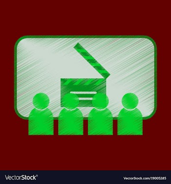 Flat icon in shading style people in cinema vector image