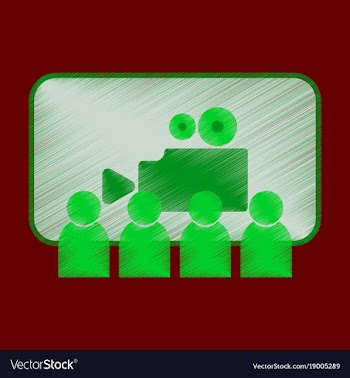 Flat icon in shading style people in cinema vector image