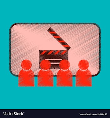 Flat icon in shading style people in cinema vector image