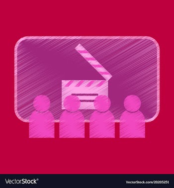 Flat icon in shading style people in cinema vector image