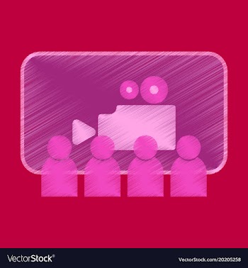 Flat icon in shading style people in cinema vector image