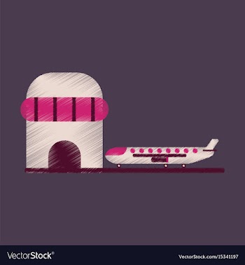 Flat icon in shading style plane at the airport vector image