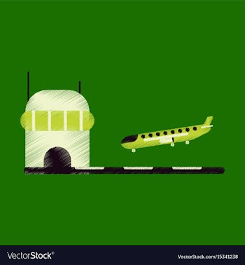 Flat icon in shading style plane at the airport vector image