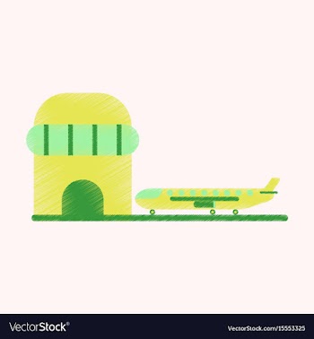 Flat icon in shading style plane at the airport vector image