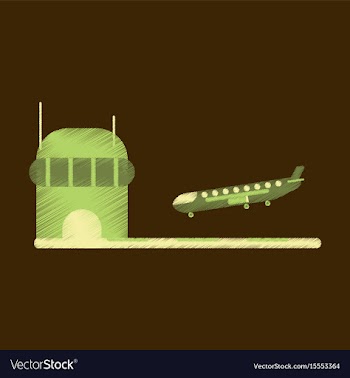 Flat icon in shading style plane at the airport vector image
