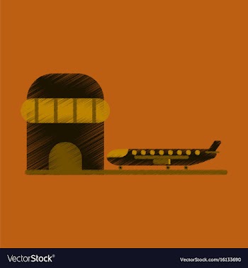 Flat icon in shading style plane at the airport vector image