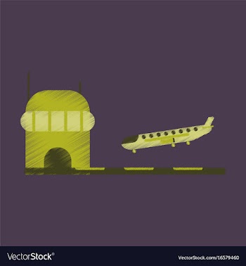 Flat icon in shading style plane at the airport vector image