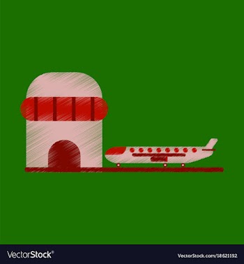 Flat icon in shading style plane at the airport vector image