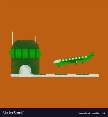 Flat icon in shading style plane at the airport vector image