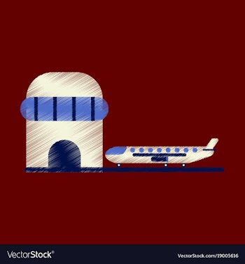 Flat icon in shading style plane at the airport vector image
