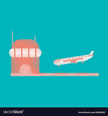Flat icon in shading style plane at the airport vector image