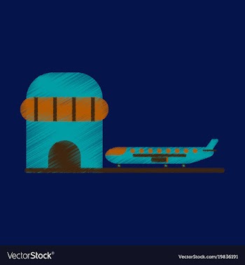 Flat icon in shading style plane at the airport vector image