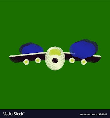 Flat icon in shading style plane flying clouds vector image