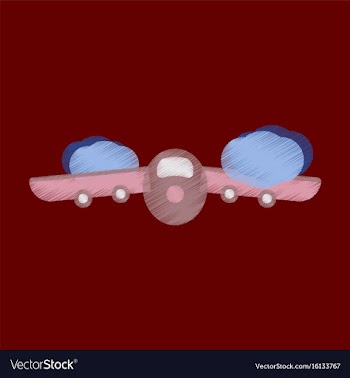 Flat icon in shading style plane flying clouds vector image