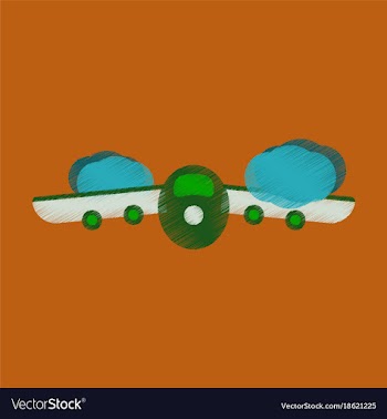 Flat icon in shading style plane flying clouds vector image