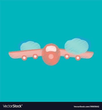 Flat icon in shading style plane flying clouds vector image