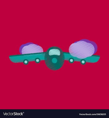Flat icon in shading style plane flying clouds vector image