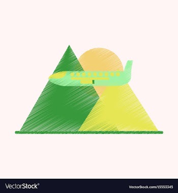 Flat icon in shading style plane in the mountains vector image