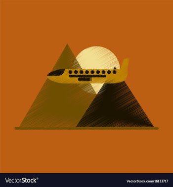 Flat icon in shading style plane in the mountains vector image