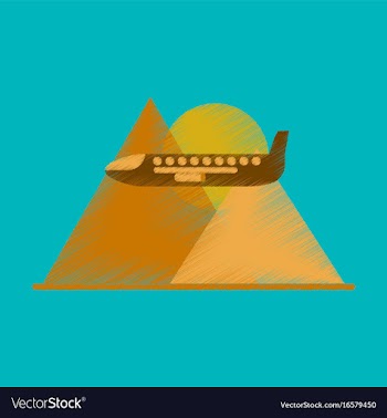 Flat icon in shading style plane in the mountains vector image
