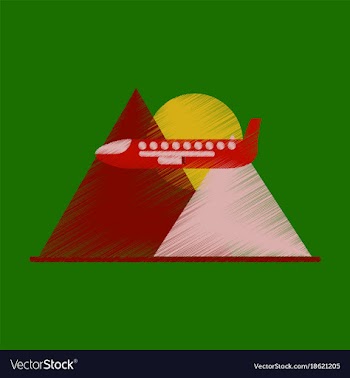 Flat icon in shading style plane in the mountains vector image