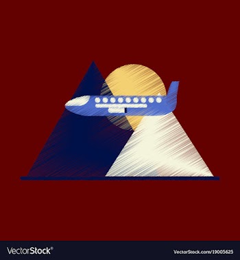 Flat icon in shading style plane in the mountains vector image