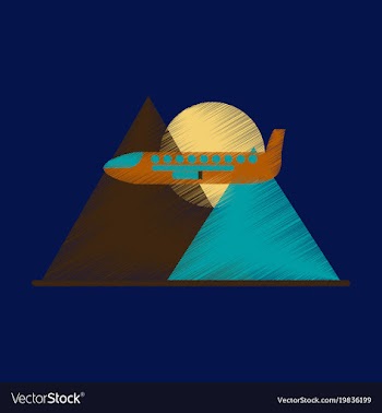 Flat icon in shading style plane in the mountains vector image