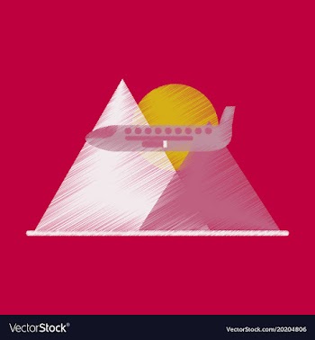 Flat icon in shading style plane in the mountains vector image