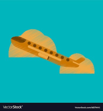 Flat icon in shading style plane in the sky vector image