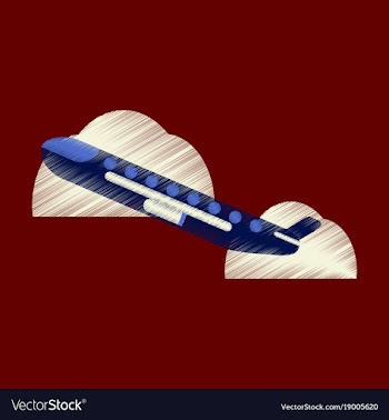 Flat icon in shading style plane in the sky vector image