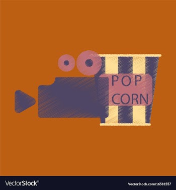 Flat icon in shading style popcorn cinema vector image