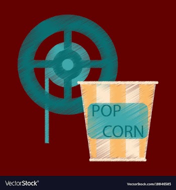 Flat icon in shading style popcorn cinema vector image