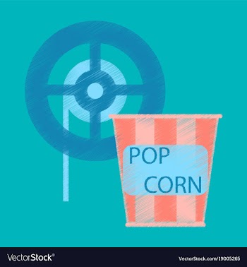 Flat icon in shading style popcorn cinema vector image