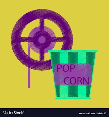 Flat icon in shading style popcorn cinema vector image