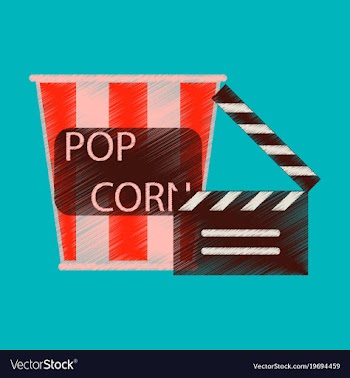 Flat icon in shading style popcorn cinema vector image