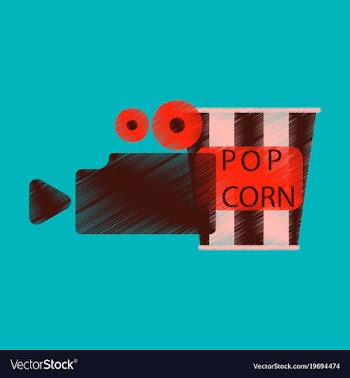Flat icon in shading style popcorn cinema vector image