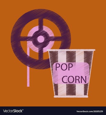 Flat icon in shading style popcorn cinema vector image