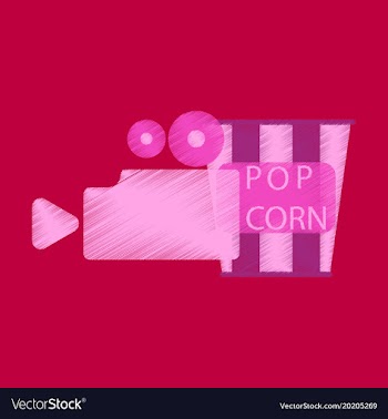 Flat icon in shading style popcorn cinema vector image