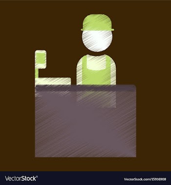 Flat icon in shading style seller of movie tickets vector image