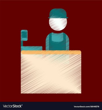 Flat icon in shading style seller of movie tickets vector image