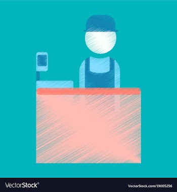 Flat icon in shading style seller of movie tickets vector image