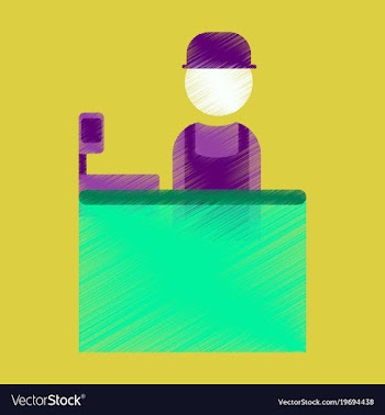 Flat icon in shading style seller of movie tickets vector image