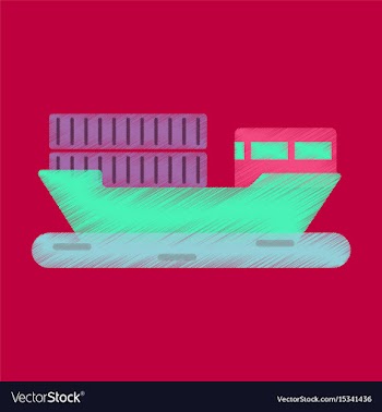 Flat icon in shading style ship with containers vector image
