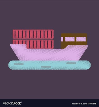 Flat icon in shading style ship with containers vector image