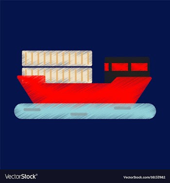 Flat icon in shading style ship with containers vector image