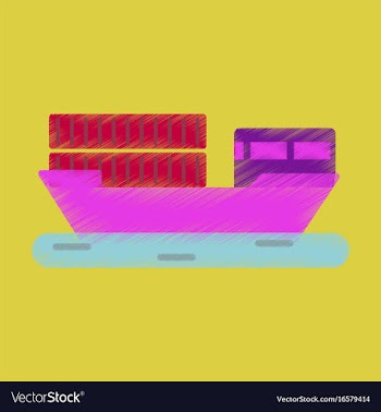 Flat icon in shading style ship with containers vector image