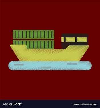 Flat icon in shading style ship with containers vector image