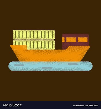 Flat icon in shading style ship with containers vector image