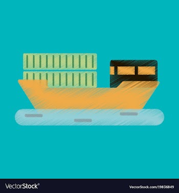 Flat icon in shading style ship with containers vector image